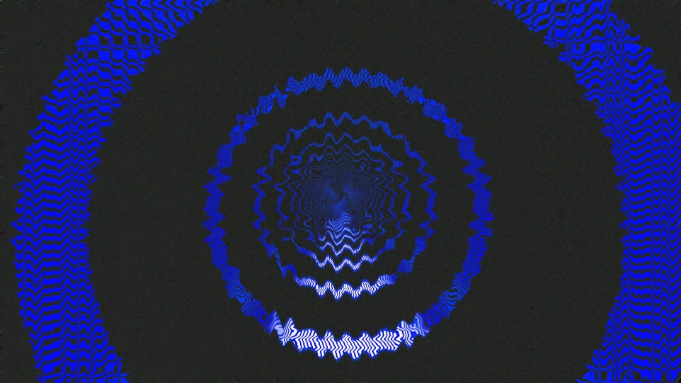 Abstract blue and black concentric circles creating a tunnel effect